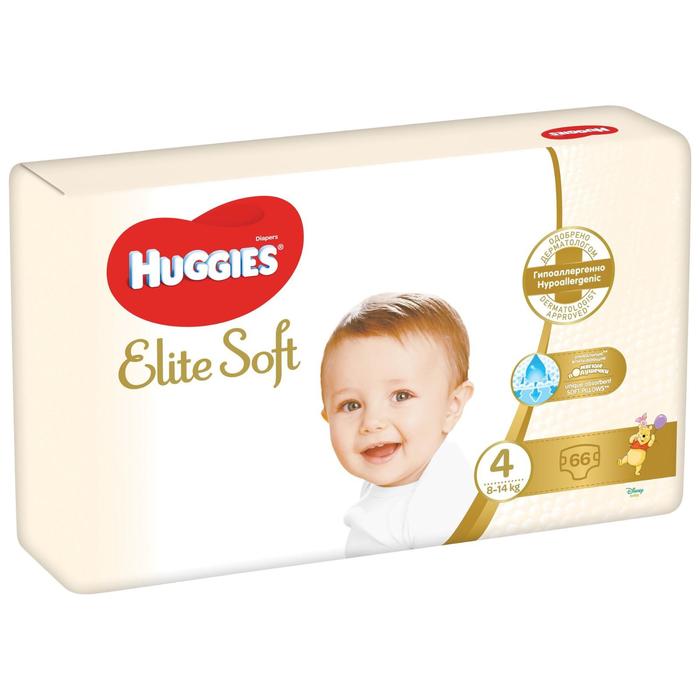 Подгузники HUGGIES Elite Soft 4 ( 8 - 14 кг ) 66 шт Повреждена упаковка