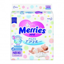 Подгузники Merries для новорожденных NB (0-5 кг) 90 шт.