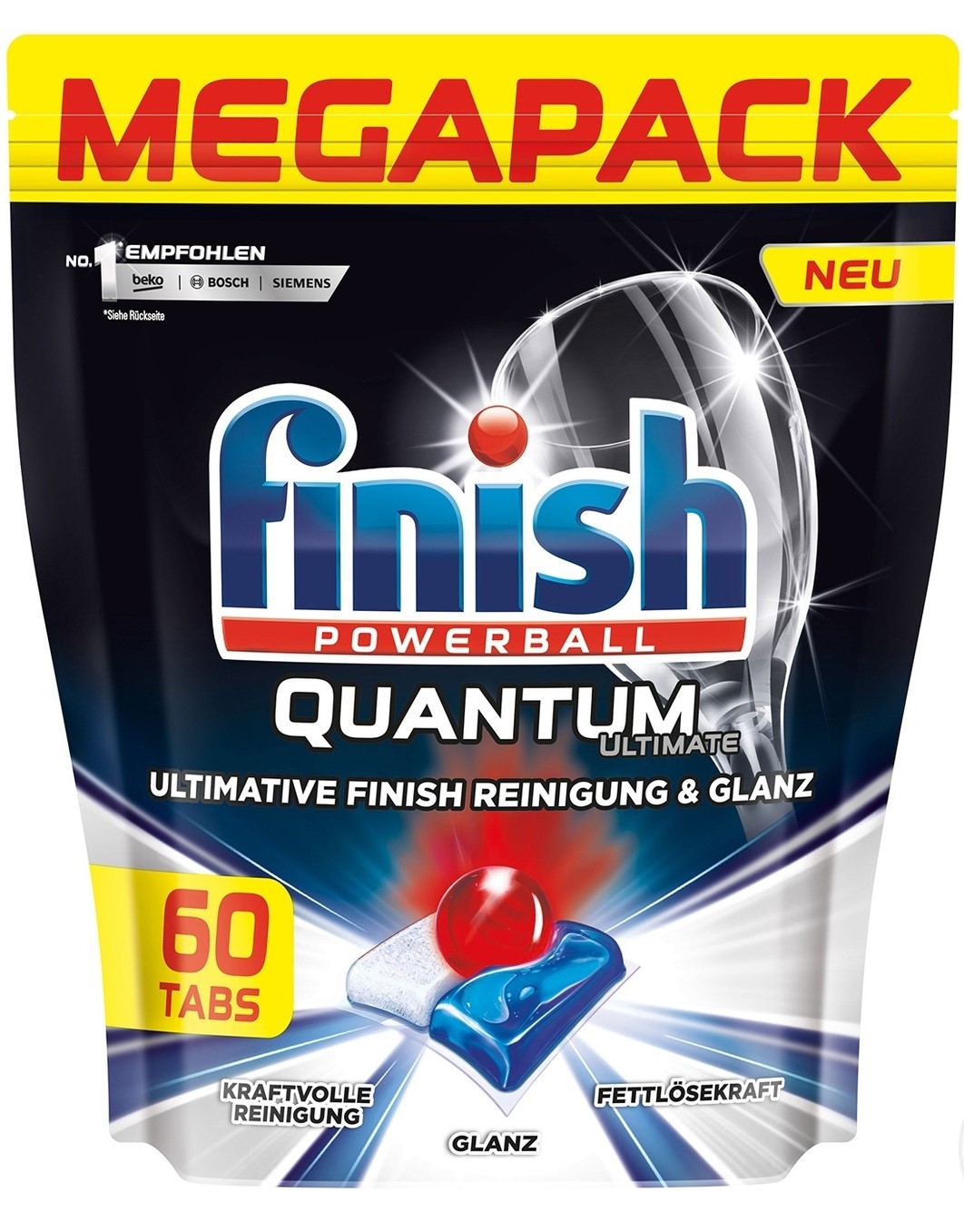 Таблетки для посудомоечной машины FINISH powerball Quantum анти-жир и супер-блеск 60 шт 995132