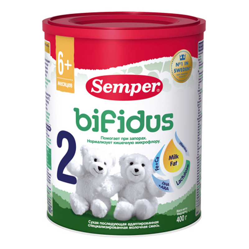 Semper Bifidus 2 Молочная смесь 6м+ 400г 061307