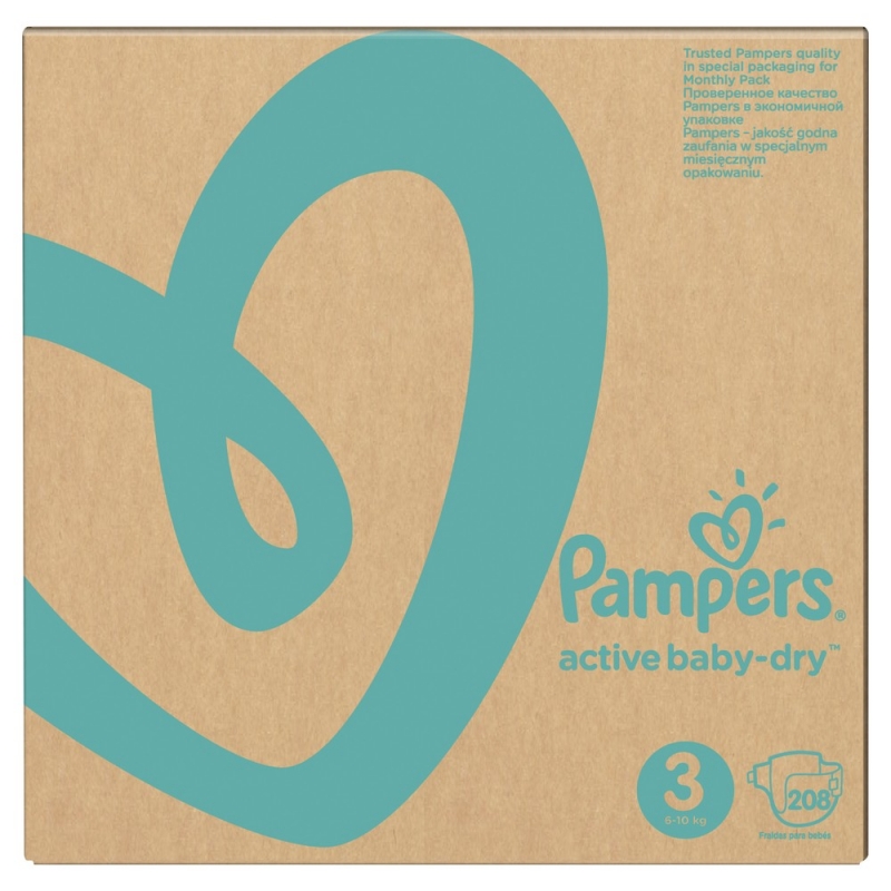Подгузники Pampers Active Baby-Dry 3 (6-10 кг.) 208 шт