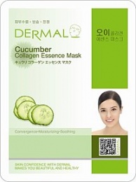 Маска для лица с коллагеном и экстрактом огурца Dermal Cucumber Collagen Essence Mask, Корея, 23г 850439